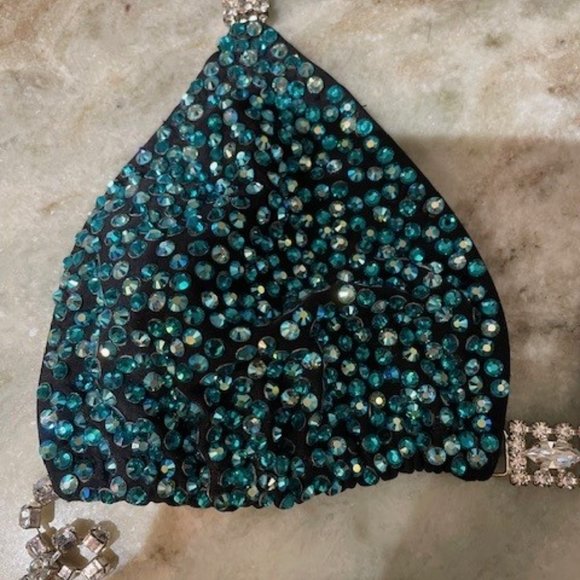 Suit Lady Fitness Bodybuilding Competition green/blue bikini - Picture 2 of 9